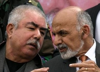 File Photo - Dostum (left) with Ghani (right)