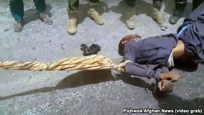 The two-minute footage was posted this week by the Pajhwok news agency and shows a group of men, including some in Afghan police and army uniforms, beating and kicking the man and dragging him behind a marked police vehicle.