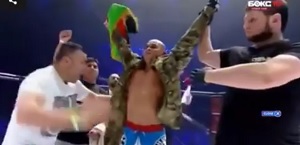 Mubariz getting his hand raised after his win.
